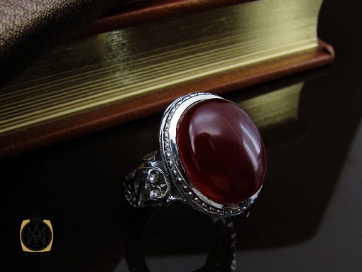 انگشتر عقیق یمن مردانه خوش رنگ - کد 8727 - تصویر 6