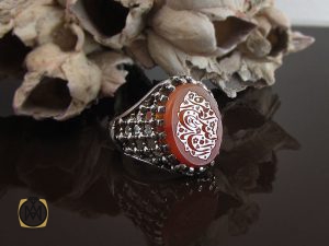 00 انگشتر عقیق یمن مردانه با حکاکی ان الله بالغ امره استاد حیدر - کد 8592 - تصویر 7