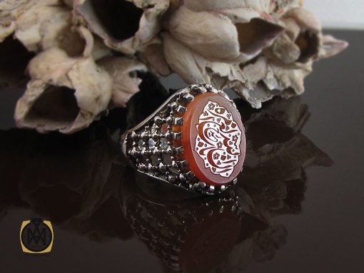 انگشتر عقیق یمن مردانه با حکاکی ان الله بالغ امره استاد حیدر - کد 8592 - تصویر 7