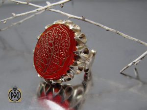 00 انگشتر عقیق قرمز مردانه با حکاکی ومن یتق الله - کد 8650 - تصویر 6