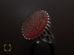 00 انگشتر عقیق قرمز مردانه با حکاکی ومن یتق الله - کد 8651 - تصویر 6
