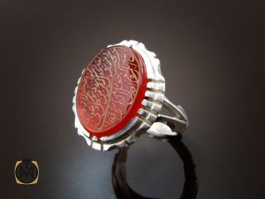 00 انگشتر عقیق قرمز مردانه با حکاکی ومن یتق الله - کد 8652 - تصویر 6