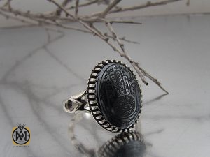 00 انگشتر حیدید سینی مردانه با حکاکی کف العباس - کد 8654 - تصویر 6