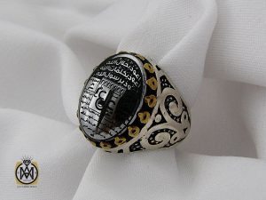 00 انگشتر حیدید سینی مردانه با حکاکی عین علی و سه جلاله - کد 8656 - تصویر 6