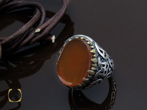 انگشتر عقیق یمن مردانه با رکاب نقره - کد 8659 - تصویر 6