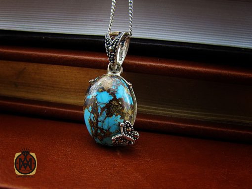 مدال فیروزه نیشابوری و مارکازیت زنانه طرح بهارین - کد 3132 - تصویر 5