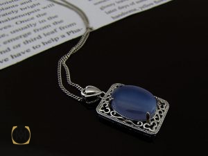 00 مدال عقیق یمن کبود زنانه طرح پرنیان - کد 3134 - تصویر 5