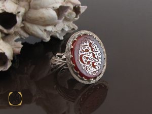 00 انگشتر عقیق یمن مردانه با حکاکی علی وجه الله استاد حیدر - کد 8594 - تصویر 7