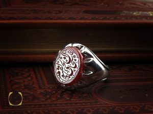 00 انگشتر عقیق یمن با حکاکی سبحان حی القیوم - کد 8662 - تصویر 6