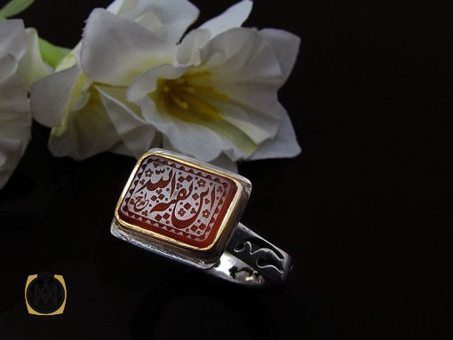 انگشتر عقیق یمن مردانه با حکاکی این بقیه الله - کد 8667 - تصویر 6