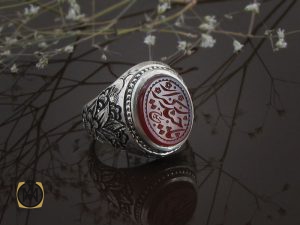 00 انگشتر عقیق یمن مردانه با حکاکی یا حیدر کرار استاد حیدر - کد 8595 - تصویر 7
