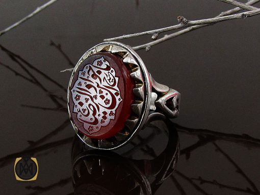 00 انگشتر عقیق یمن با حکاکی یا جواد ابن الرضا - کد 8675 - تصویر 6
