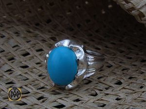 00 انگشتر فیروزه مصری مردانه خوش طبع - کد 8677 - تصویر 6