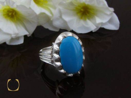 انگشتر فیروزه آمریکایی مردانه خوش رنگ - کد 8679 - تصویر 6