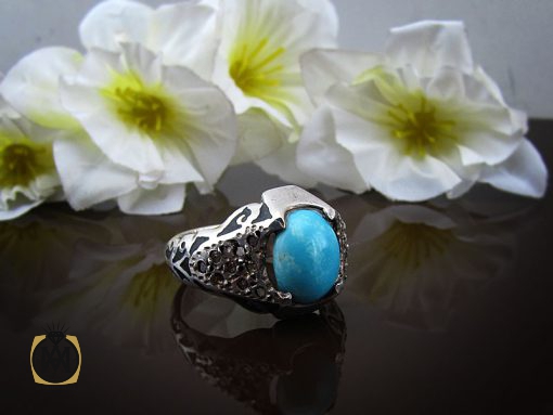 انگشتر فیروزه نیشابور مردانه خوش رنگ - کد 8680 - تصویر 6