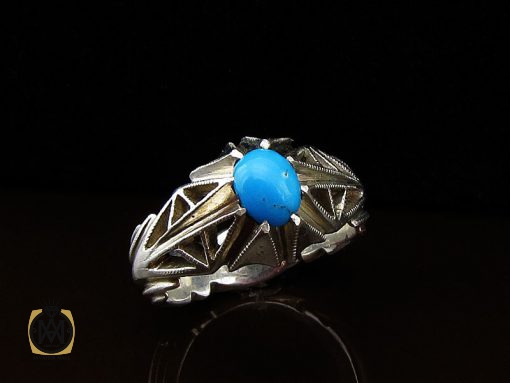 انگشتر فیروزه نیشابور مردانه خوش رنگ - کد 8682 - تصویر 6