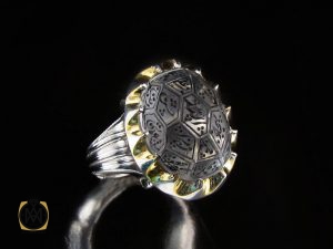 00 انگشتر دُر نجف مردانه با حکاکی چهارده معصوم - کد 8686 - تصویر 6