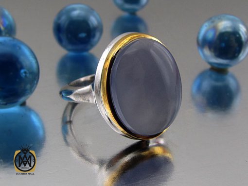 انگشتر عقیق یمن کبود مردانه - کد 8687 - تصویر 6