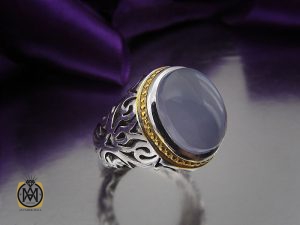00 انگشتر عقیق یمن کبود مردانه - کد 8688 - تصویر 6