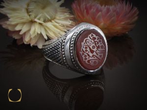 00 انگشتر عقیق یمن مردانه با حکاکی یا کریم العفو استاد حیدر - کد 8597 - تصویر 7
