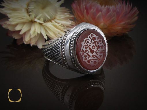00 انگشتر عقیق یمن مردانه با حکاکی یا کریم العفو استاد حیدر - کد 8597 - تصویر 7