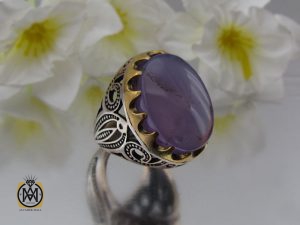 00 انگشتر عقیق یمن کبود مردانه - کد 8691 - تصویر 6