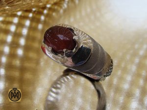 انگشتر عقیق یمن طرح صفوی مردانه - کد 8696 - تصویر 7