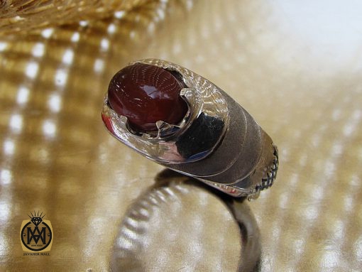 انگشتر عقیق یمن طرح صفوی مردانه - کد 8696 - تصویر 7