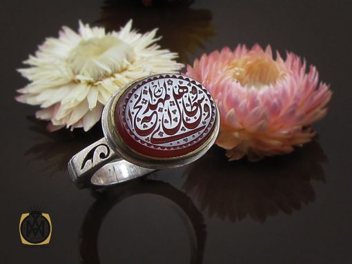 انگشتر عقیق یمن مردانه با حکاکی مهدی طاووس اهل الجنه استاد احمد - کد 8598 - تصویر 7