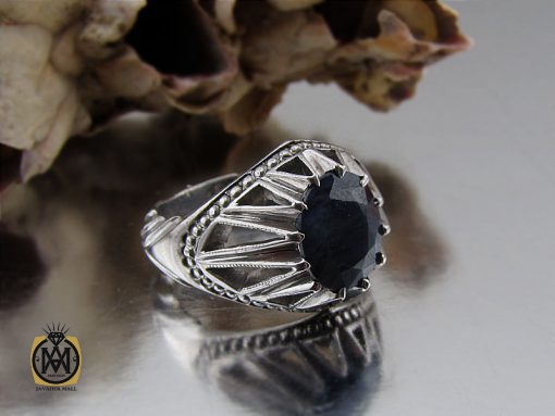 انگشتر یاقوت کبود آفریقایی مردانه - کد 8700 - تصویر 6