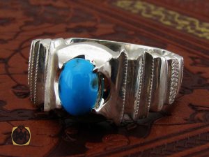 00 انگشتر فیروزه نیشابور مردانه خوش طبع - کد 8703 - تصویر 6