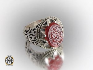 انگشتر عقیق یمن مردانه با حکاکی محمد نبی الرحمه استاد حیدر - کد 8599 - تصویر 7