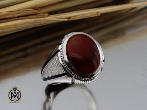 00 انگشتر عقیق یمن مردانه مرغوب دست ساز - کد 8709 - تصویر 6