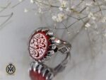 انگشتر عقیق یمن مردانه با حکاکی یا قادر المتعال استاد حیدر - کد 8600 - تصویر 7
