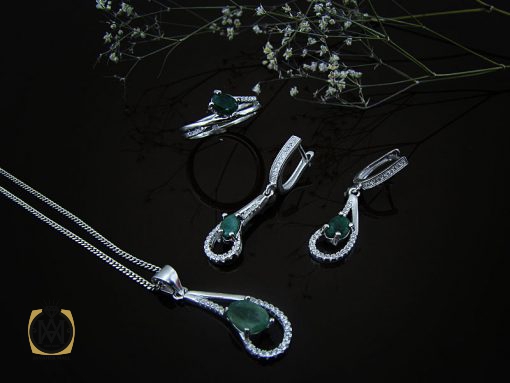 سرویس زمرد زنانه اصل و معدنی طرح سایان - کد 7108 - تصویر 8