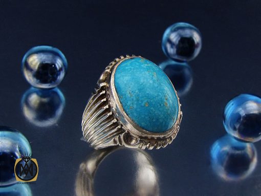 انگشتر فیروزه دامغان مردانه درشت - کد 8715 - تصویر 6