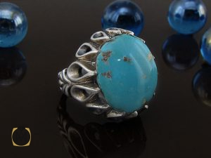 انگشتر فیروزه نیشابوری مردانه درشت - کد 8716 - تصویر 6