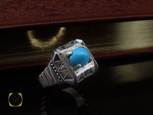 انگشتر فیروزه نیشابوری استاد شرفیان مردانه درشت - کد 8718 - تصویر 6
