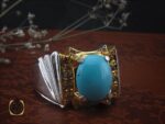 انگشتر فیروزه نیشابوری خوش طبع مردانه هنر دست استاد زارعی - کد 8720 - تصویر 6