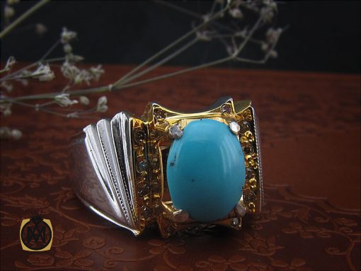 00 انگشتر فیروزه نیشابوری خوش طبع مردانه هنر دست استاد زارعی - کد 8720 - تصویر 6