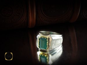 00 انگشتر زمرد زامبیا مردانه لوکس و معدنی - کد 8585 - تصویر 6