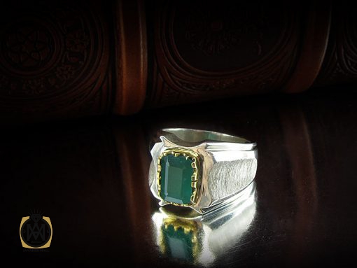 00 انگشتر زمرد زامبیا مردانه لوکس و معدنی - کد 8585 - تصویر 6
