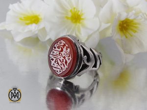00 انگشتر عقیق یمن مردانه با حکاکی یا فاطمه الزهرا استاد حیدر - کد 8602 - تصویر 7