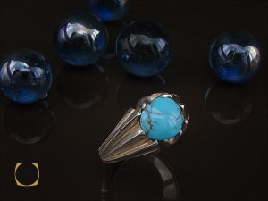 انگشتر فیروزه نیشابوری مردانه خوش رنگ - کد 8721 - تصویر 6