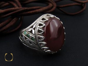 انگشتر عقیق یمن و زمرد مردانه دست ساز - کد 8725 - تصویر 6