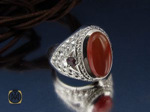00 انگشتر عقیق یمن و یاقوت سرخ مردانه دست ساز - کد 8726 - تصویر 6