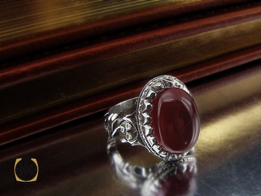 انگشتر عقیق یمن مردانه خوش رنگ - کد 8728 - تصویر 6