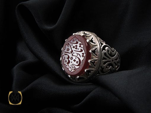 انگشتر مردانه عقیق یمن با حکاکی یا حسین ثارالله استاد حیدر