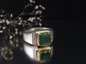 00 انگشتر زمرد زامبیا مرغوب مردانه هنر دست استاد باقرزاده - کد 8732 - تصویر 6