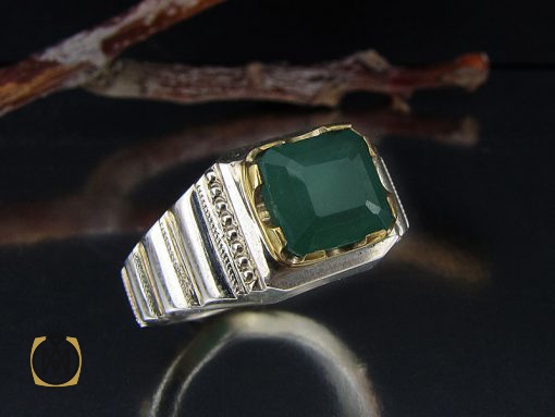 00 انگشتر زمرد زامبیا مرغوب مردانه هنر دست استاد باقرزاده - کد 8733 - تصویر 6